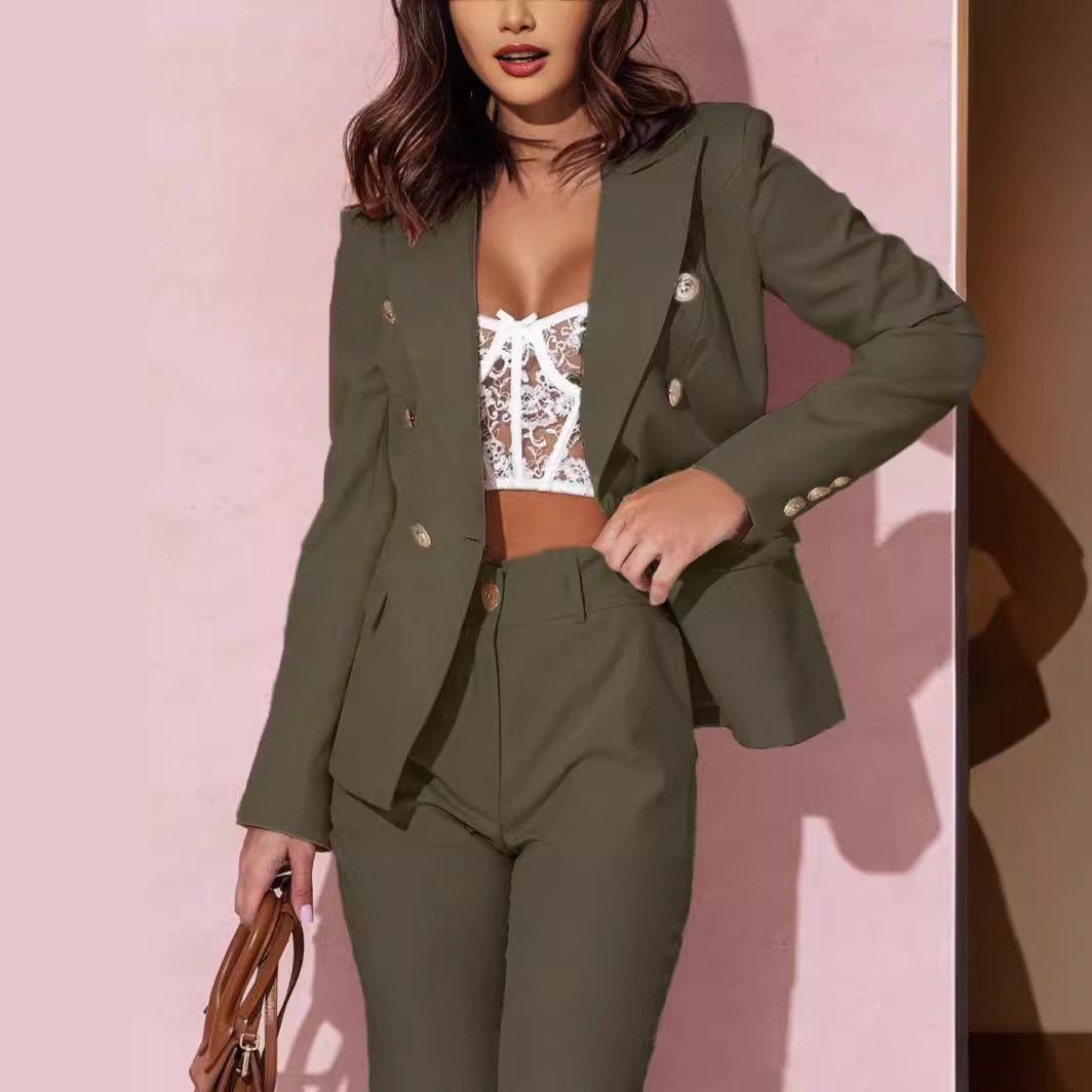 Manteau long à col montant croisé pour femme