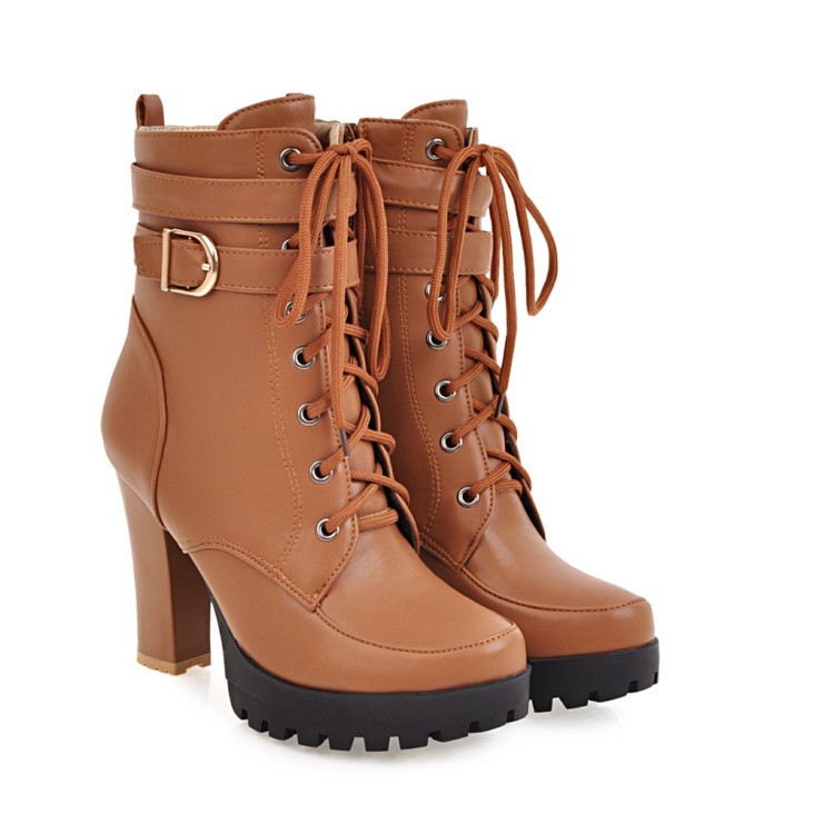 Bottines Plateforme Femme : Bottes Hiver Talon Bloc