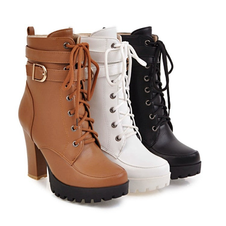 Bottines Plateforme Femme : Bottes Hiver Talon Bloc