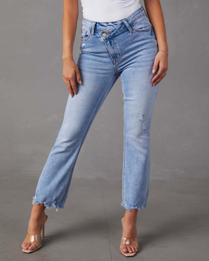 Denim Asymétrique Sculptant Irrésistible