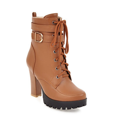 Bottines Plateforme Femme : Bottes Hiver Talon Bloc