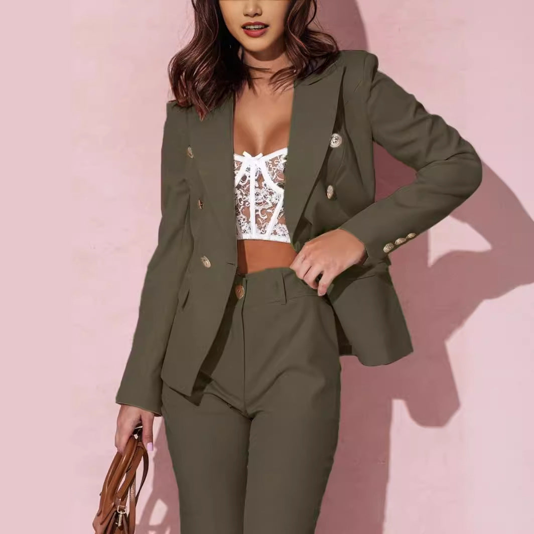 Manteau long à col montant croisé pour femme