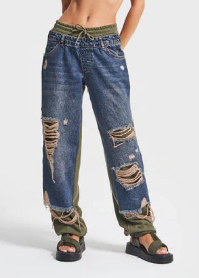 Pantalon Hybride Denim et Jogging