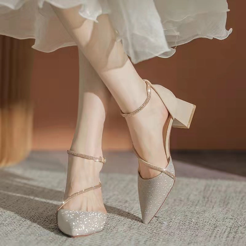 Escarpins Bijoux à Talons Carrés