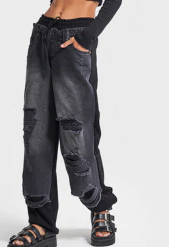 Pantalon Hybride Denim et Jogging