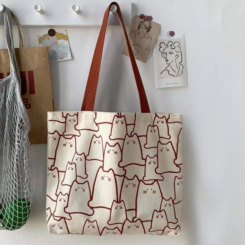 Sacs en toile - Sac à main pour femmes - Shopper - Sac mignon chat - Sac fourre-tout avec fermeture éclair - Sac de créateur - Style japonais - Cartoon / dessin animé - Petit sac à bandoulière