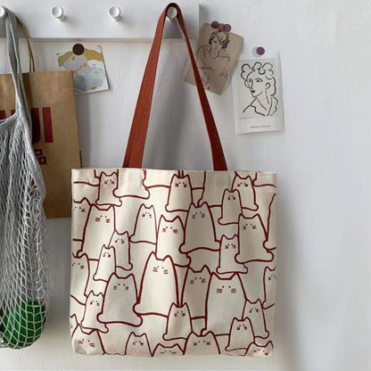 Sacs en toile - Sac à main pour femmes - Shopper - Sac mignon chat - Sac fourre-tout avec fermeture éclair - Sac de créateur - Style japonais - Cartoon / dessin animé - Petit sac à bandoulière