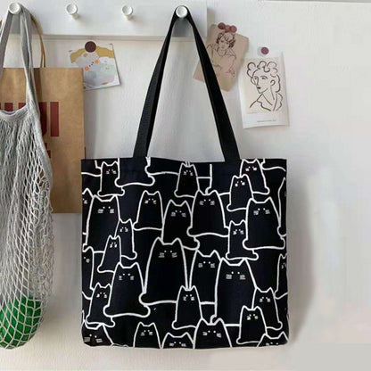 Sacs en toile - Sac à main pour femmes - Shopper - Sac mignon chat - Sac fourre-tout avec fermeture éclair - Sac de créateur - Style japonais - Cartoon / dessin animé - Petit sac à bandoulière