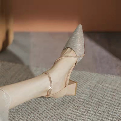 Escarpins Bijoux à Talons Carrés