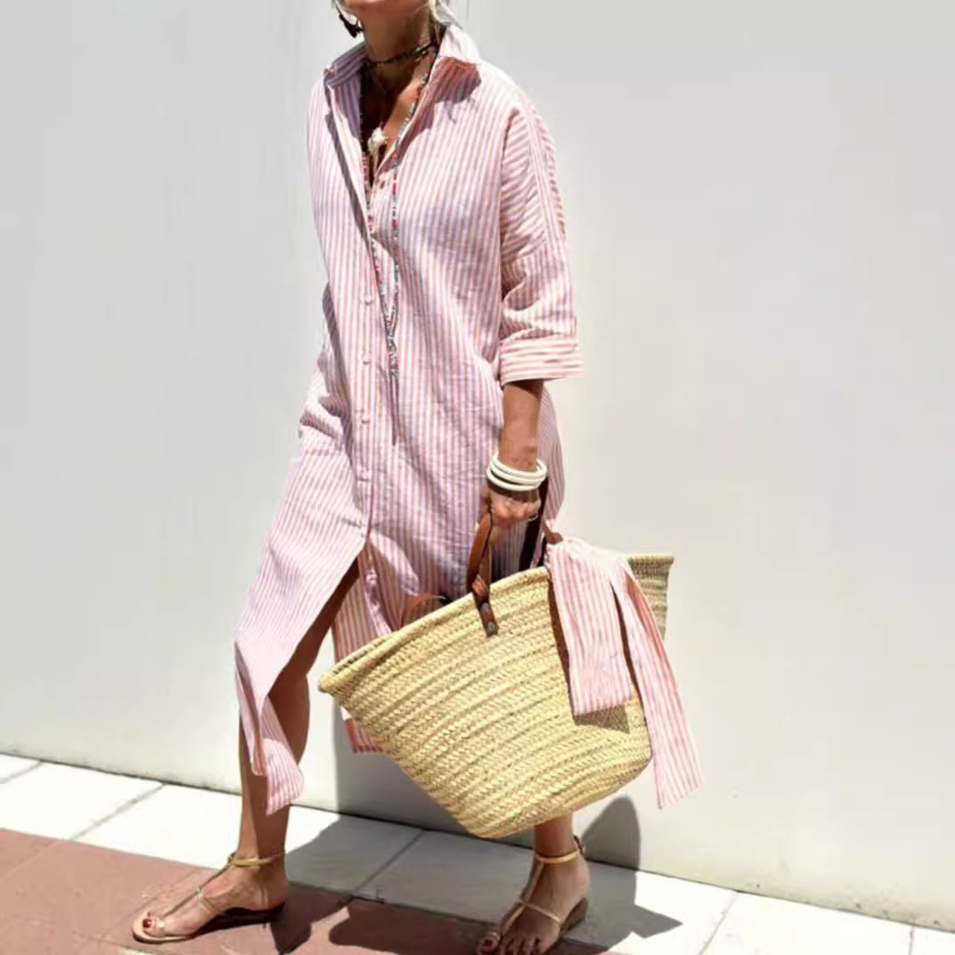 La Robe Chemise "Riviera" – L'Élégance Décontractée qui Sculpte votre Silhouette