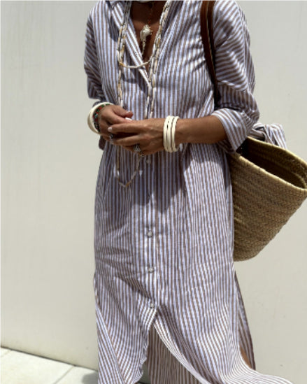 La Robe Chemise "Riviera" – L'Élégance Décontractée qui Sculpte votre Silhouette