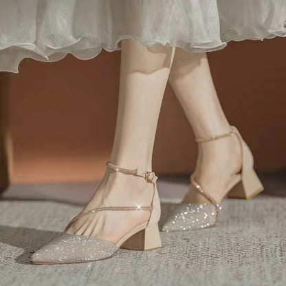 Escarpins Bijoux à Talons Carrés